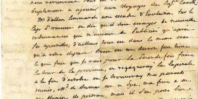Verso de la lettre du marquis de Langeron, gouverneur de Brest, à son ami Rochegude à Saint-Domingue, 1er août 1785, Archives de Brest, 94S9_2